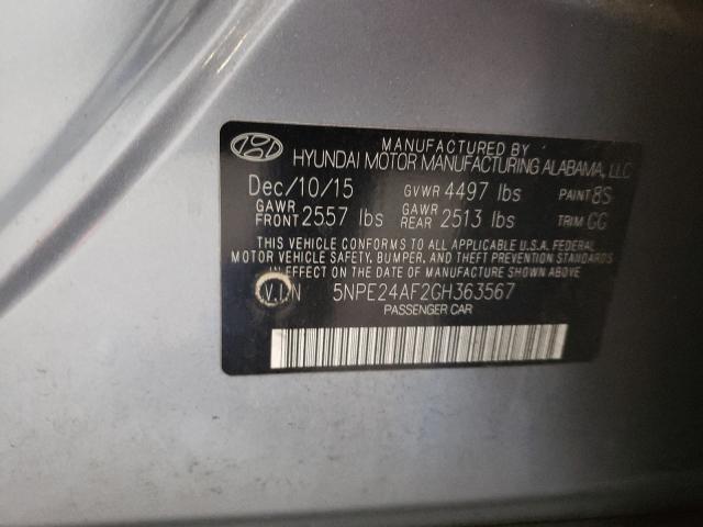 Photo 9 VIN: 5NPE24AF2GH363567 - HYUNDAI SONATA SE 