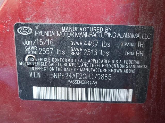 Photo 11 VIN: 5NPE24AF2GH379865 - HYUNDAI SONATA 