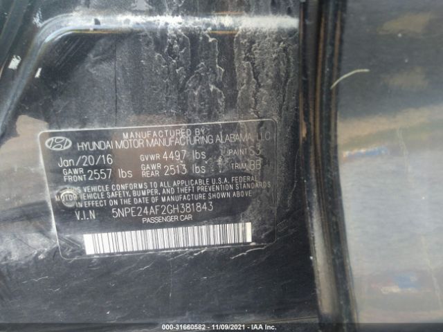 Photo 8 VIN: 5NPE24AF2GH381843 - HYUNDAI SONATA 