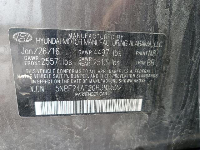 Photo 11 VIN: 5NPE24AF2GH385522 - HYUNDAI SONATA SE 