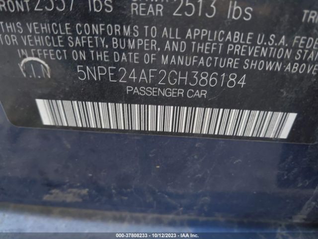 Photo 8 VIN: 5NPE24AF2GH386184 - HYUNDAI SONATA 