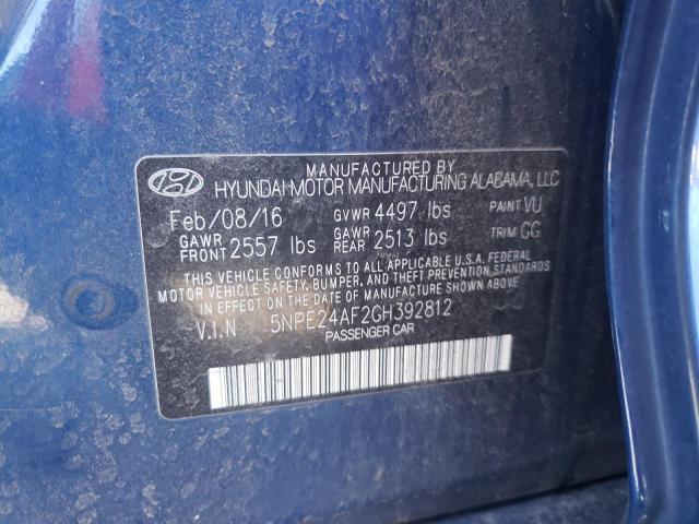 Photo 11 VIN: 5NPE24AF2GH392812 - HYUNDAI SONATA SE 