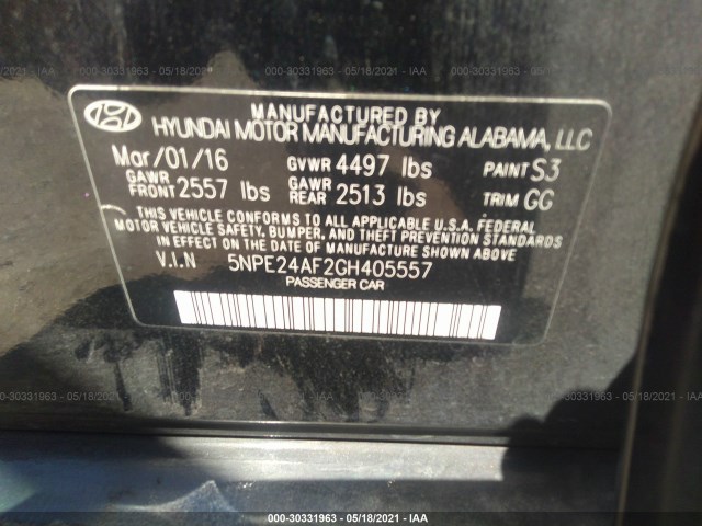 Photo 8 VIN: 5NPE24AF2GH405557 - HYUNDAI SONATA 