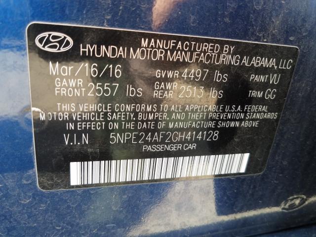 Photo 9 VIN: 5NPE24AF2GH414128 - HYUNDAI SONATA SE 