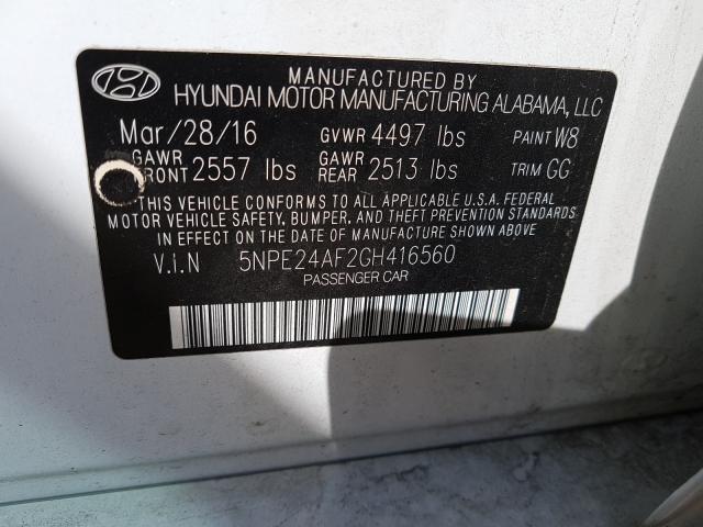 Photo 9 VIN: 5NPE24AF2GH416560 - HYUNDAI SONATA SE 