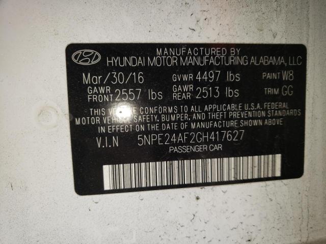 Photo 9 VIN: 5NPE24AF2GH417627 - HYUNDAI SONATA SE 