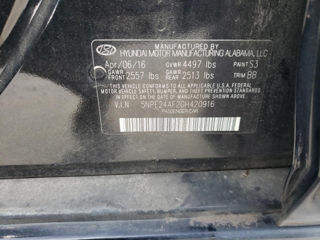 Photo 12 VIN: 5NPE24AF2GH420916 - HYUNDAI SONATA 