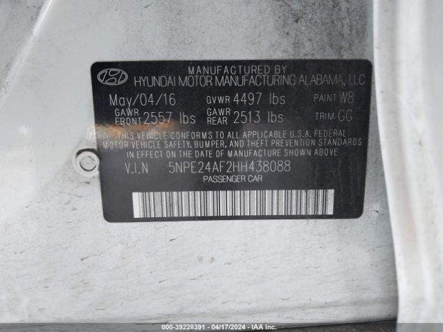 Photo 8 VIN: 5NPE24AF2HH438088 - HYUNDAI SONATA 