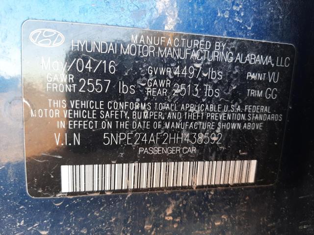 Photo 9 VIN: 5NPE24AF2HH438592 - HYUNDAI SONATA SE 