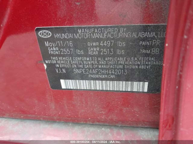 Photo 8 VIN: 5NPE24AF2HH442013 - HYUNDAI SONATA 