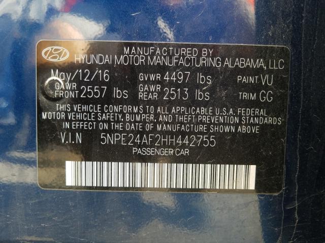 Photo 9 VIN: 5NPE24AF2HH442755 - HYUNDAI SONATA 