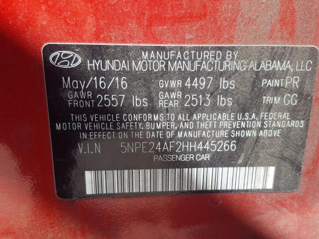 Photo 9 VIN: 5NPE24AF2HH445266 - HYUNDAI SONATA SE 