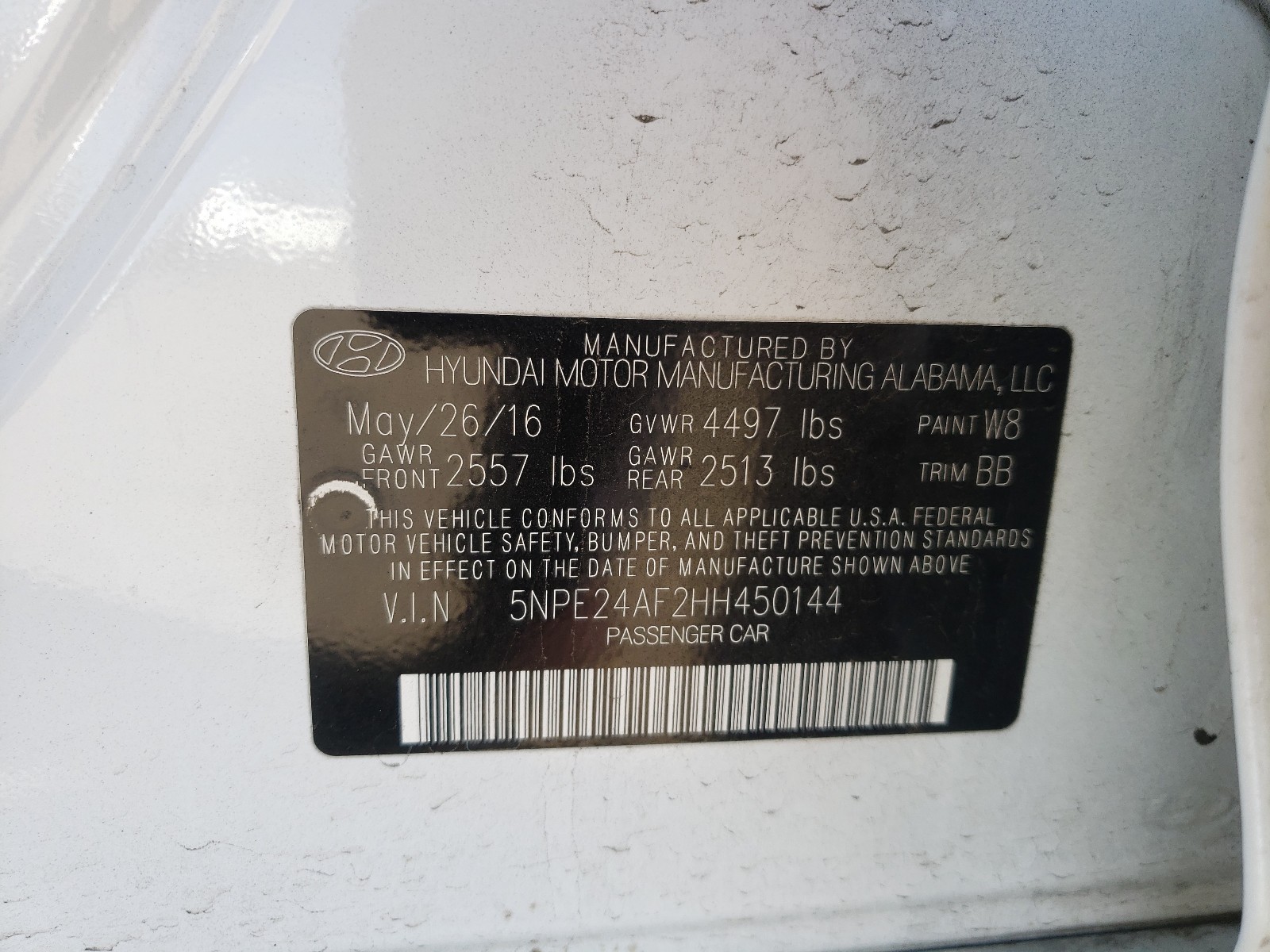 Photo 9 VIN: 5NPE24AF2HH450144 - HYUNDAI SONATA SE 