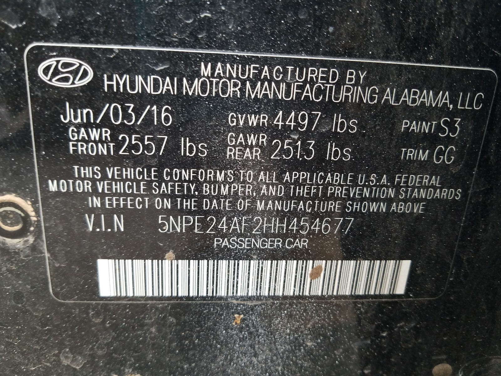 Photo 9 VIN: 5NPE24AF2HH454677 - HYUNDAI SONATA 