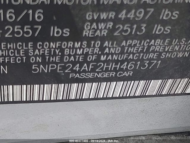 Photo 8 VIN: 5NPE24AF2HH461371 - HYUNDAI SONATA 