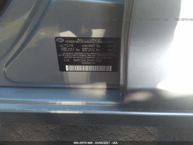 Photo 8 VIN: 5NPE24AF2HH470524 - HYUNDAI SONATA 