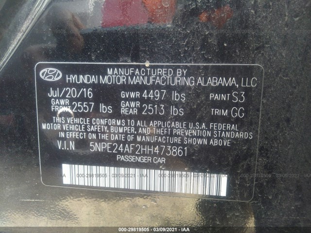 Photo 8 VIN: 5NPE24AF2HH473861 - HYUNDAI SONATA 