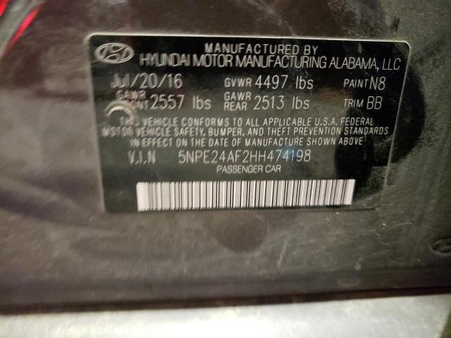 Photo 9 VIN: 5NPE24AF2HH474198 - HYUNDAI SONATA SE 