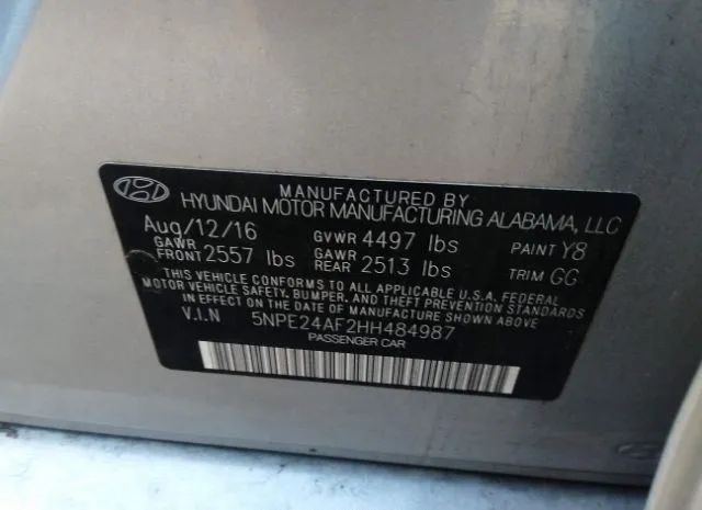 Photo 8 VIN: 5NPE24AF2HH484987 - HYUNDAI SONATA 