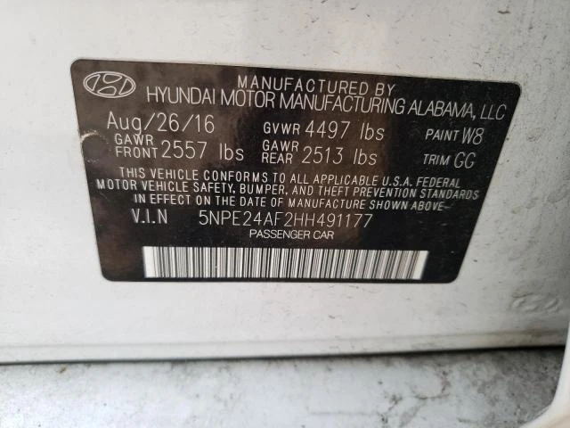 Photo 11 VIN: 5NPE24AF2HH491177 - HYUNDAI SONATA SE 