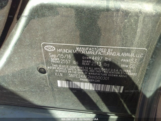 Photo 8 VIN: 5NPE24AF2HH500301 - HYUNDAI SONATA 