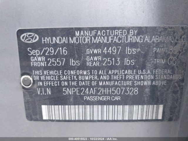 Photo 8 VIN: 5NPE24AF2HH507328 - HYUNDAI SONATA 