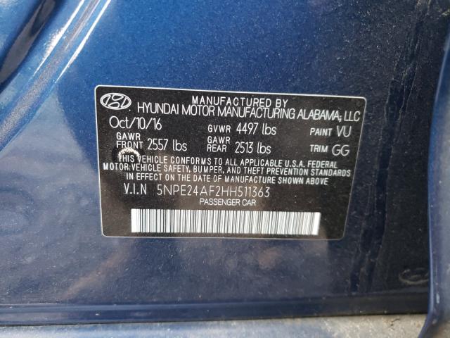 Photo 9 VIN: 5NPE24AF2HH511363 - HYUNDAI SONATA SE 