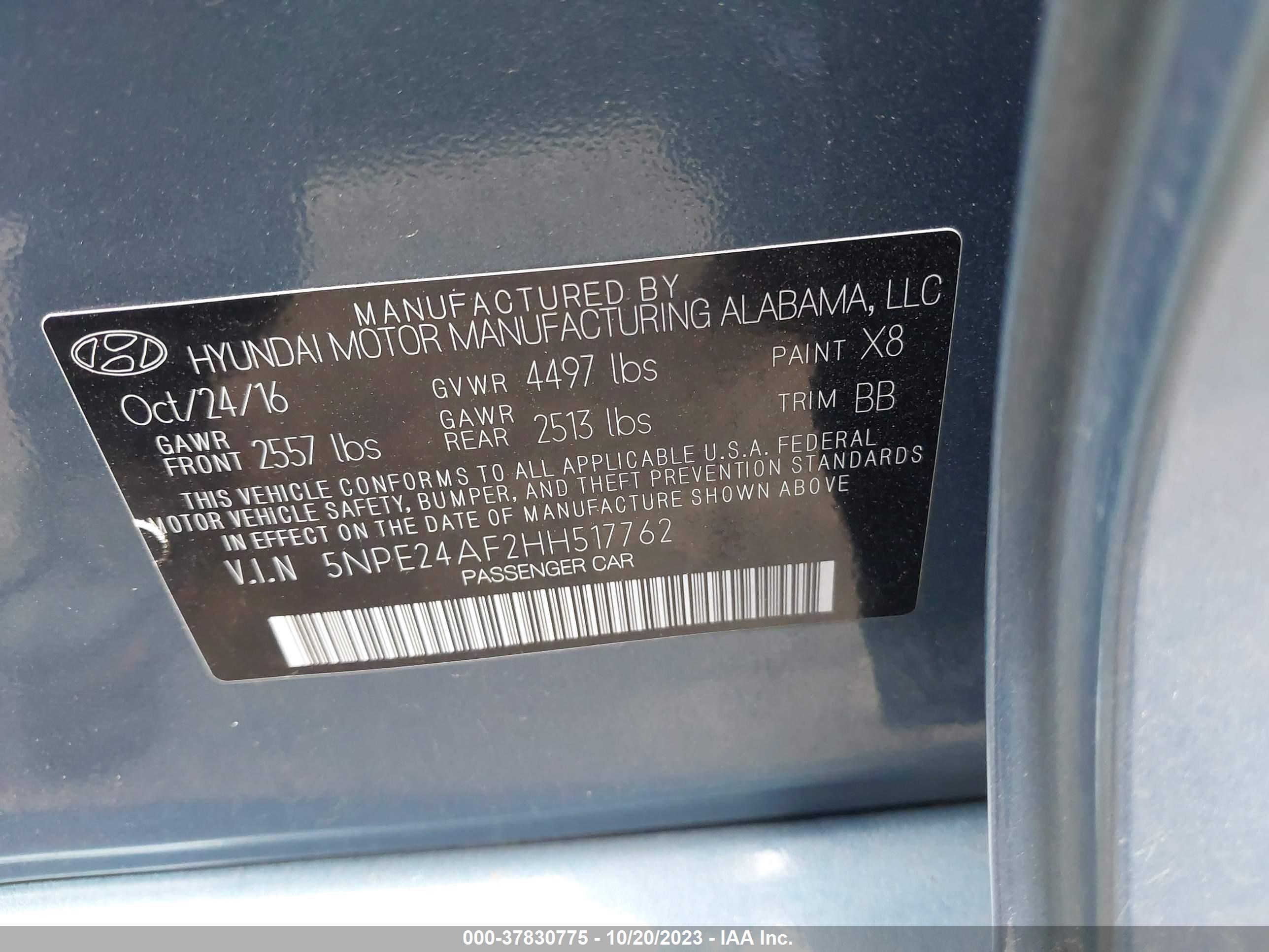 Photo 9 VIN: 5NPE24AF2HH517762 - HYUNDAI SONATA 