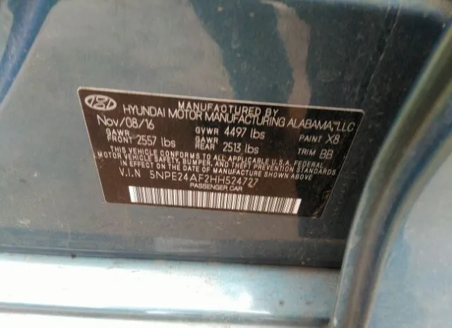 Photo 8 VIN: 5NPE24AF2HH524727 - HYUNDAI SONATA 