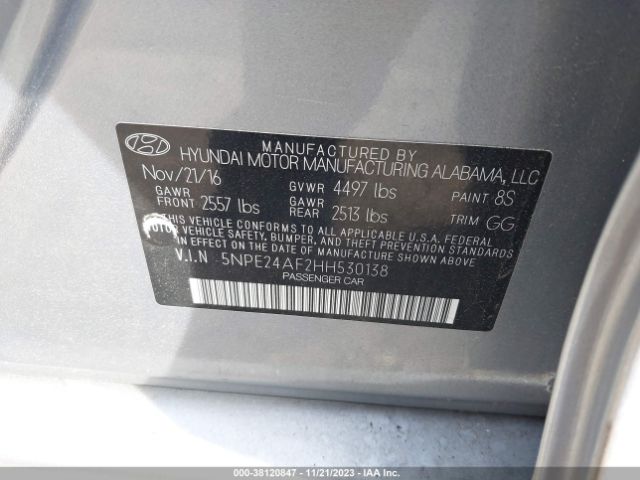 Photo 8 VIN: 5NPE24AF2HH530138 - HYUNDAI SONATA 