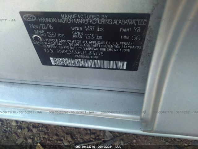 Photo 8 VIN: 5NPE24AF2HH531175 - HYUNDAI SONATA 