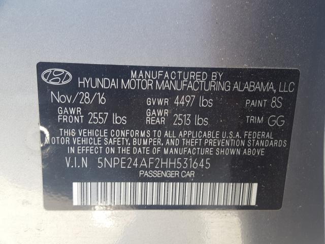 Photo 9 VIN: 5NPE24AF2HH531645 - HYUNDAI SONATA SE 