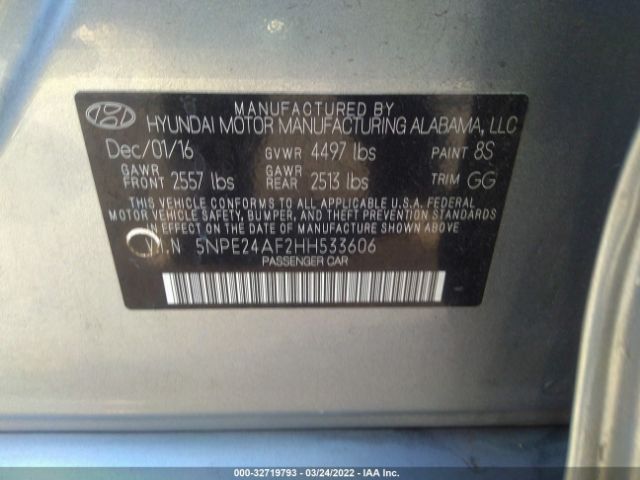 Photo 8 VIN: 5NPE24AF2HH533606 - HYUNDAI SONATA 