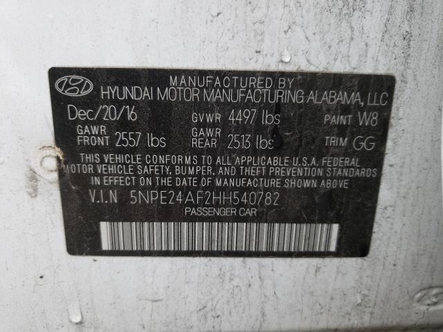 Photo 9 VIN: 5NPE24AF2HH540782 - HYUNDAI SONATA SE 