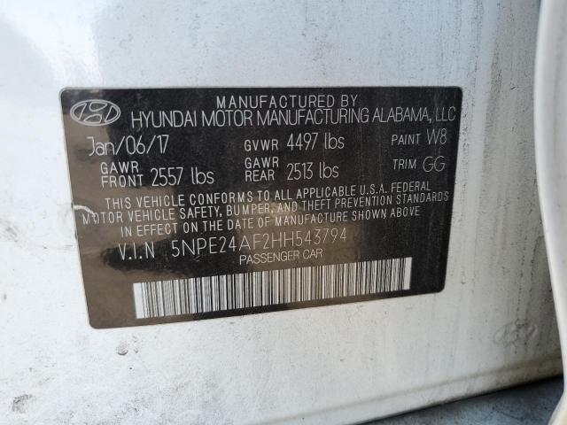 Photo 11 VIN: 5NPE24AF2HH543794 - HYUNDAI SONATA 