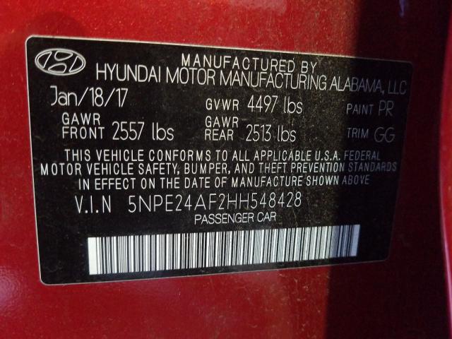 Photo 9 VIN: 5NPE24AF2HH548428 - HYUNDAI SONATA SE 