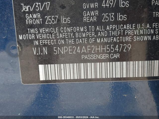 Photo 8 VIN: 5NPE24AF2HH554729 - HYUNDAI SONATA 