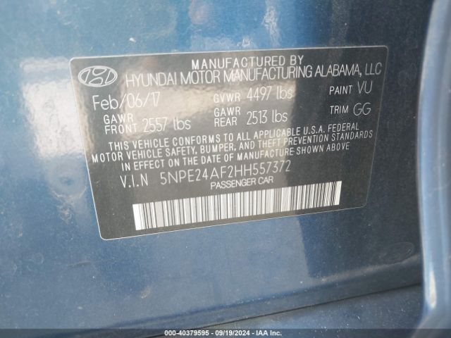 Photo 8 VIN: 5NPE24AF2HH557372 - HYUNDAI SONATA 