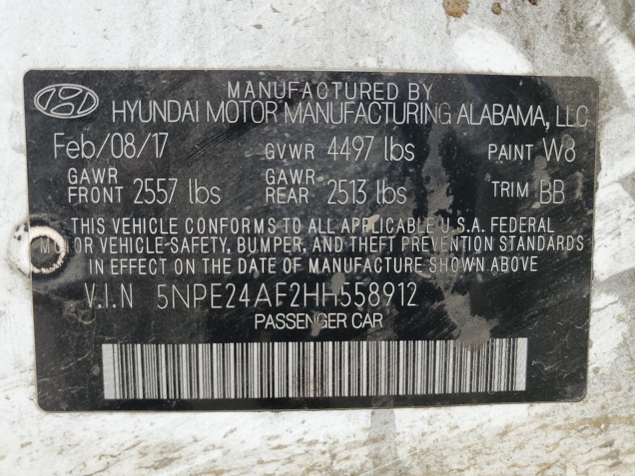 Photo 12 VIN: 5NPE24AF2HH558912 - HYUNDAI SONATA 