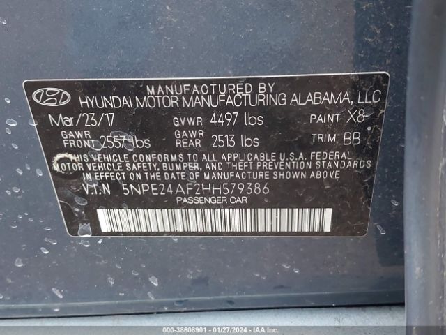 Photo 8 VIN: 5NPE24AF2HH579386 - HYUNDAI SONATA 