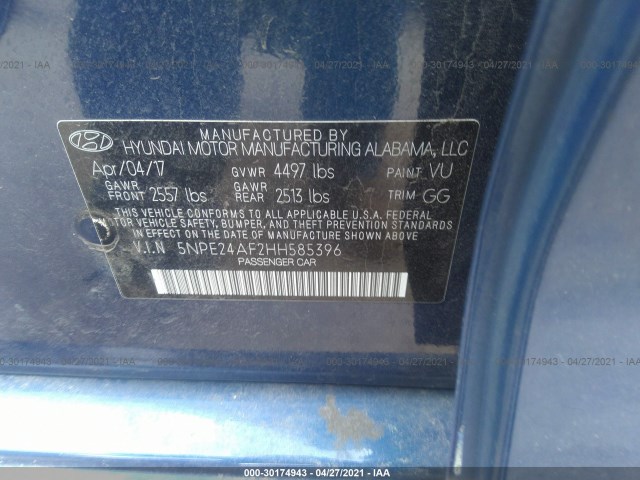 Photo 8 VIN: 5NPE24AF2HH585396 - HYUNDAI SONATA 