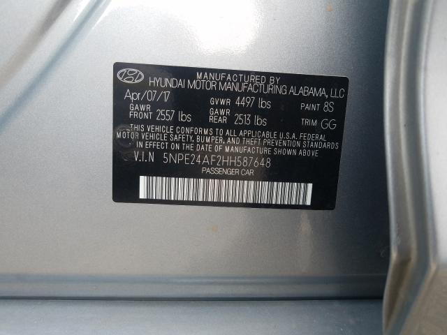 Photo 9 VIN: 5NPE24AF2HH587648 - HYUNDAI SONATA SE 