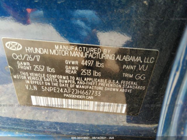 Photo 8 VIN: 5NPE24AF2JH667733 - HYUNDAI SONATA 