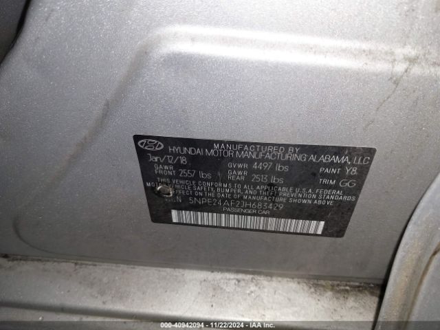 Photo 8 VIN: 5NPE24AF2JH683429 - HYUNDAI SONATA 