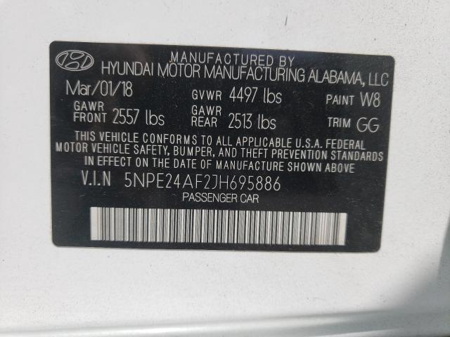 Photo 9 VIN: 5NPE24AF2JH695886 - HYUNDAI SONATA SE 