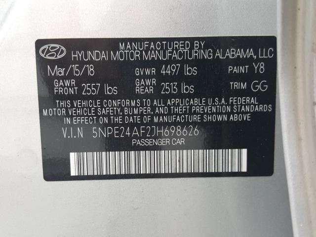 Photo 9 VIN: 5NPE24AF2JH698626 - HYUNDAI SONATA SE 