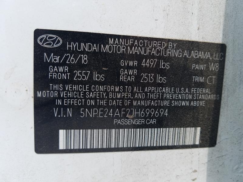 Photo 9 VIN: 5NPE24AF2JH699694 - HYUNDAI SONATA 