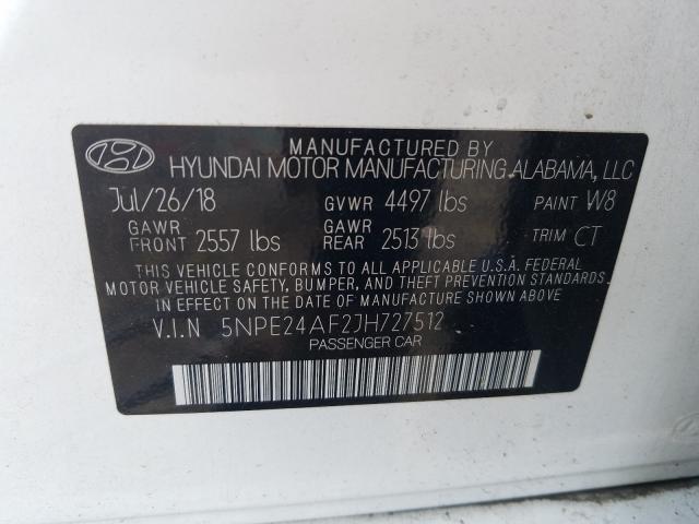 Photo 9 VIN: 5NPE24AF2JH727512 - HYUNDAI SONATA SE 