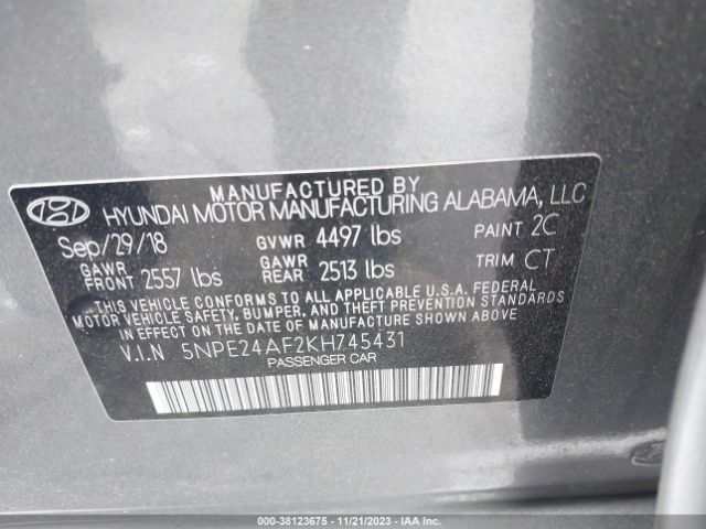 Photo 8 VIN: 5NPE24AF2KH745431 - HYUNDAI SONATA 