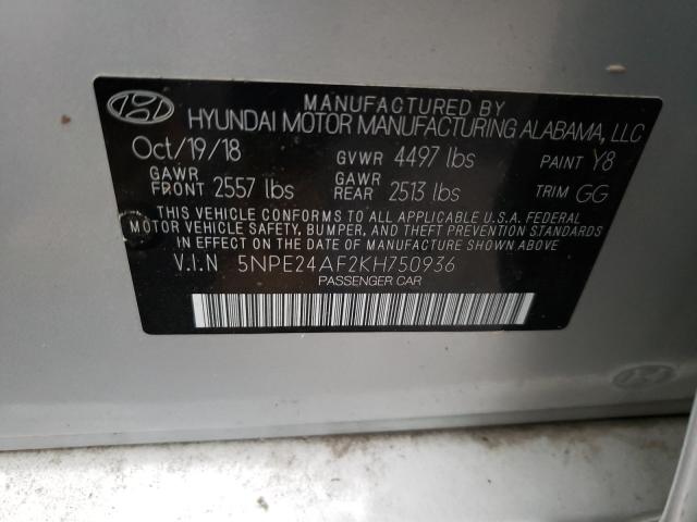 Photo 9 VIN: 5NPE24AF2KH750936 - HYUNDAI SONATA SE 